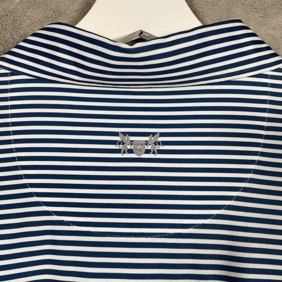Hickey Freeman Golf Performance Polo Size L Polyester Spandex Stretch Striped - Picture 9 of 13